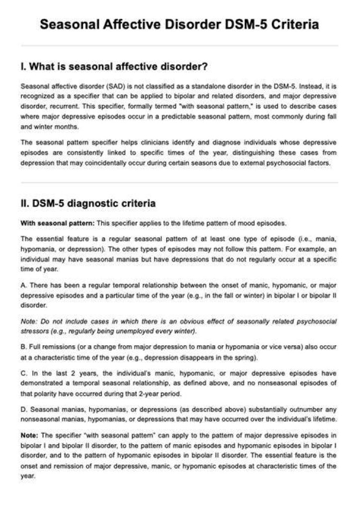 Discover The DSM-5 Criteria For Diagnosing Seasonal Affective Disorder