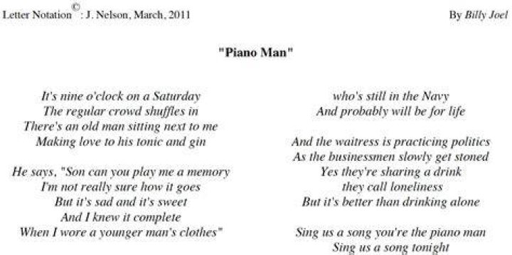 Listen Now: "Piano Man" Lyrics For Every Emotion