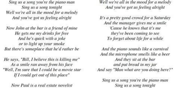 Listen To "Piano Man" Lyrics And Feel The Nostalgia