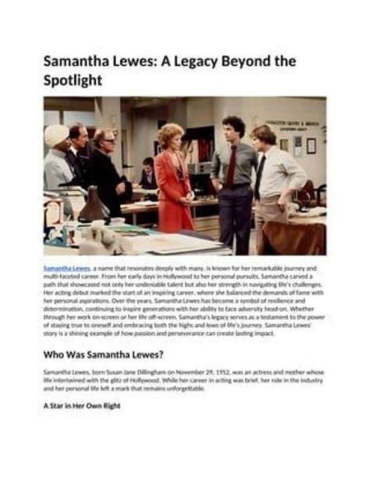 Samantha Lewes: Life Beyond The Spotlight