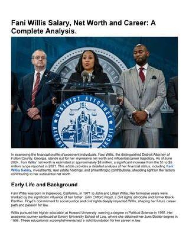 Unveiling Fani Willis' Annual Salary: A Comprehensive Analysis